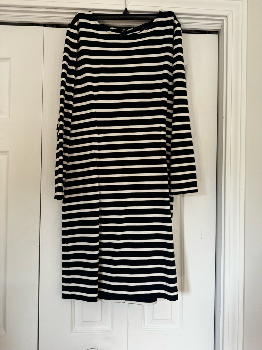 J. Crew Navy and White Striped Long Sleeve Dress